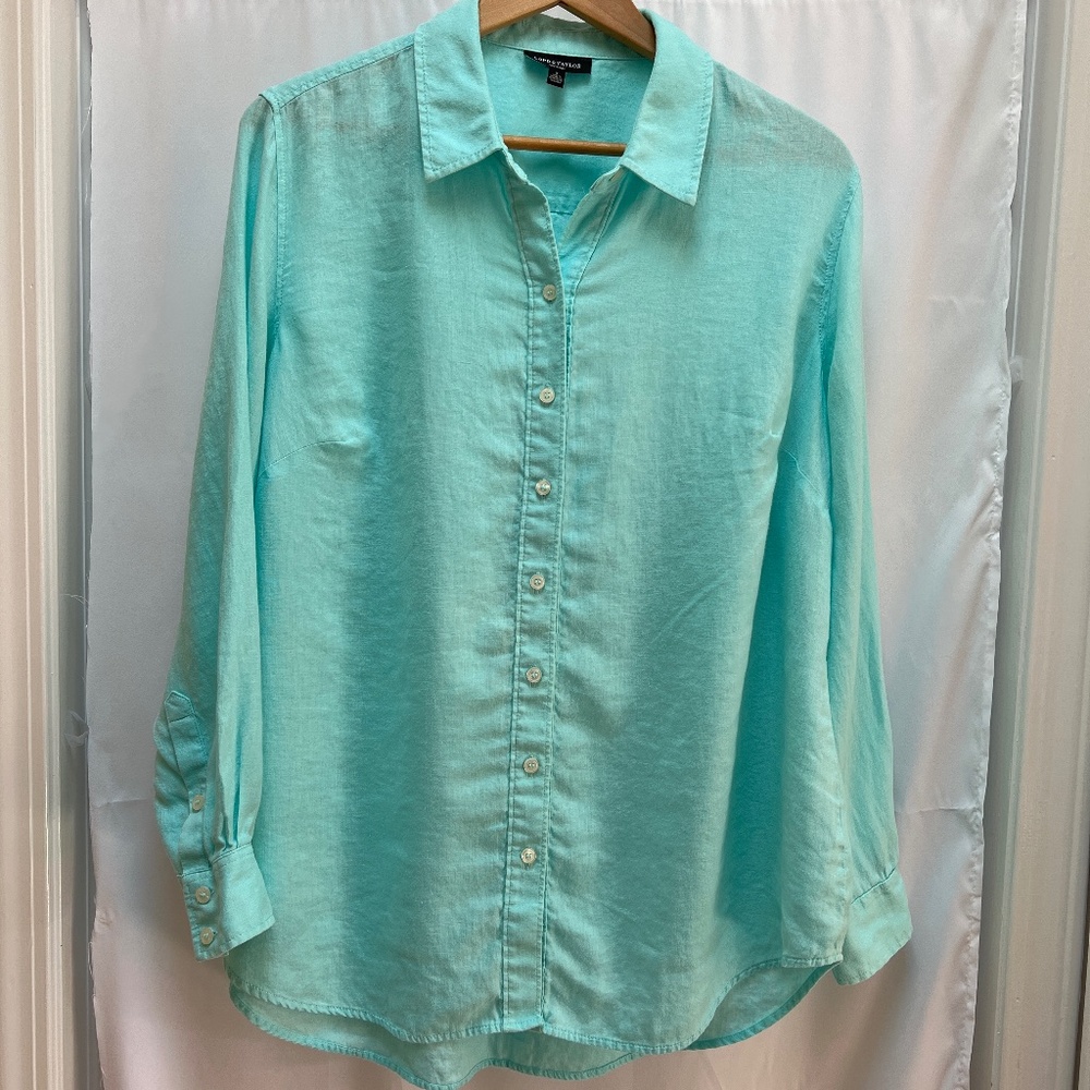 Lord & Taylor Mint Green Button-Down Shirt